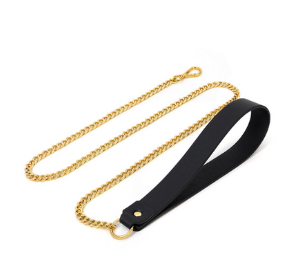 Adjustable Leather Collar Choker with Chain - Handmade Breathless Statement Gothic Punk Necklace for Women