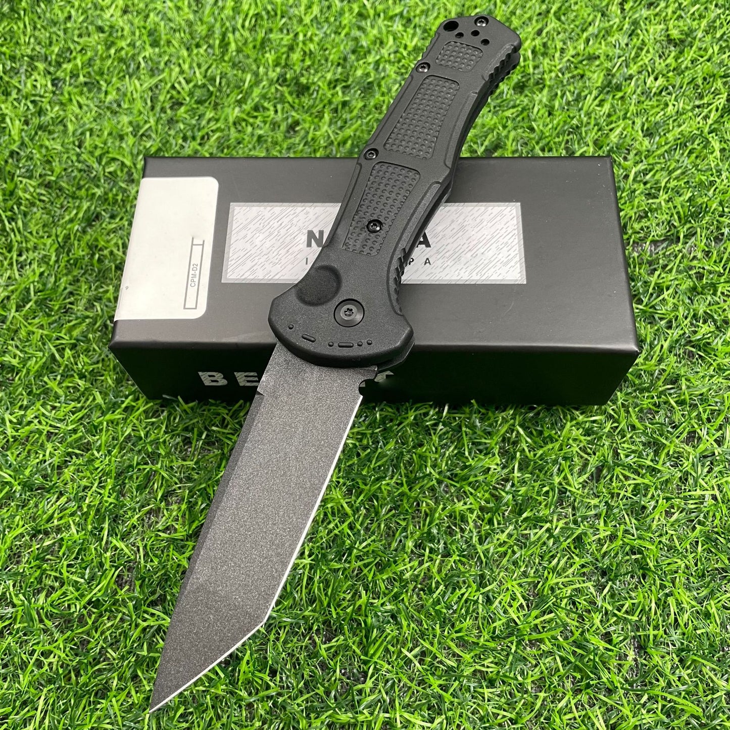 Outdoor Self Defense Automatic Jump Knife, 9070 Pocket Folding Knife, D2 Steel Blade Non-Slip Fiberglass Handle, EDC Multi-Functional Sharp Tactical Knife for Outdoor, Tactical, Survival and EDC